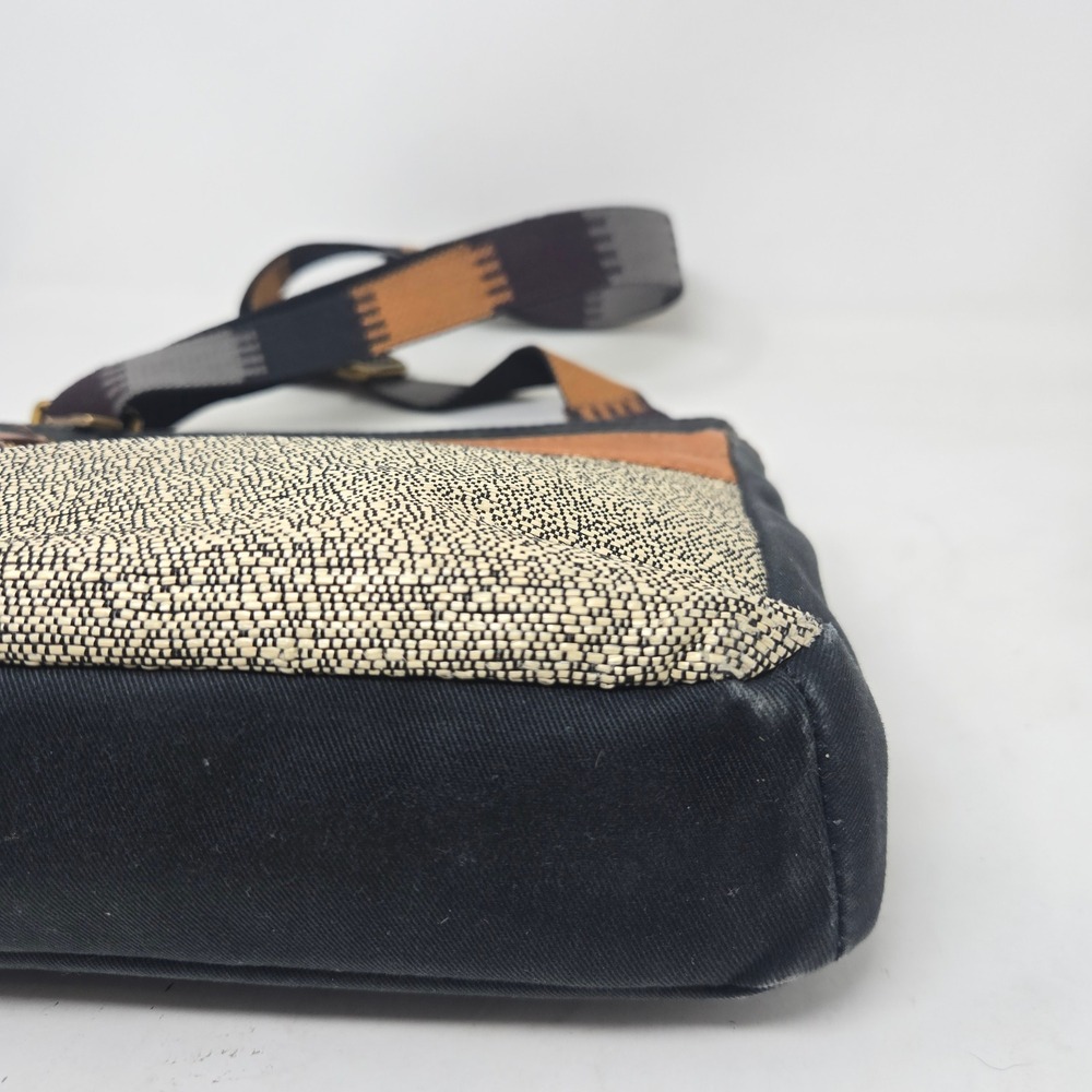 Fossil Crossbody Bag Black Nylon Tan Leather Woven Boho Messenger ZB7268 - Picture 9 of 13